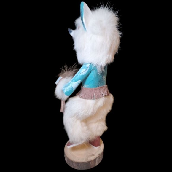 Kachina Doll White Wolf Mask  Vintage Native American God Legend Folk Art TRGB - Picture 7 of 12